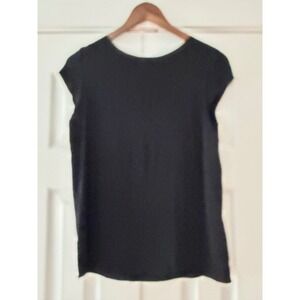 Alice + Olivia Black Silk Blend Short Sleeve Grommet Detail‎ Blouse Est. Small